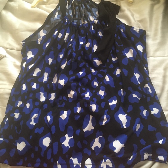 2 Halter tops for $40 altogether. One in cobalt blue pattern, other black/white - Picture 4 of 5